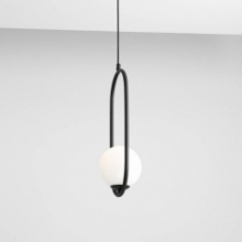 Designerska Lampa wisząca szklana kula designerska Riva Black 18 biało-czarna Aldex do jadalni i salonu