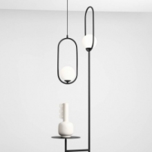 Designerska Lampa wisząca szklana kula designerska Riva Black 18 biało-czarna Aldex do jadalni i salonu