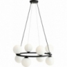 Designerska Lampa wisząca szklane kule Krone Black VIII 68 biało-czarna Aldex do jadalni i salonu