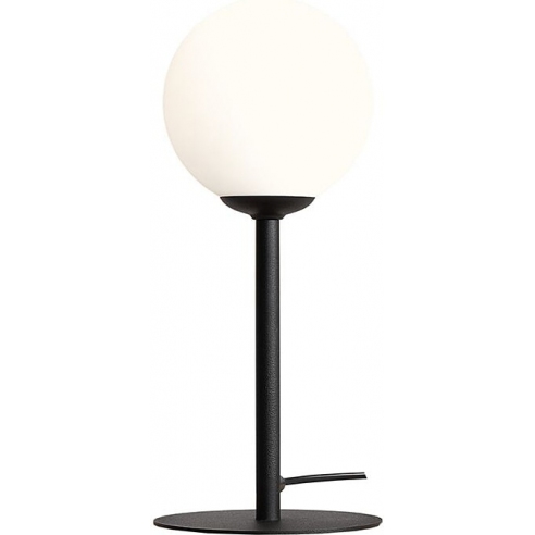 Dekoracyjna Lampa stołowa szklana kula Pinne Black biało-czarna Aldex do sypialni i salonu