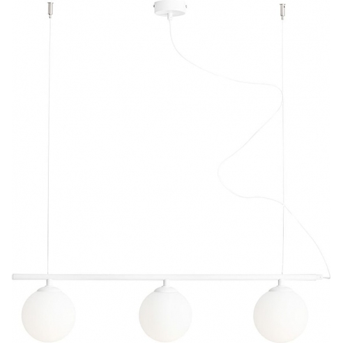 Designerska Lampa wisząca 3 szklane kule Beryl Glass III biała Aldex do jadalni i salonu