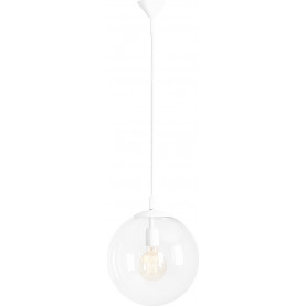 Designerska Lampa wisząca szklana kula Globus White 30 przezroczysta Aldex do jadalni i salonu