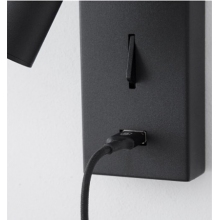 Stylowy Kinkiet minimalistyczny z włącznikiem i usb Space LED czarny do sypialni i salonu