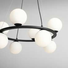Designerska Lampa wisząca szklane kule Krone Black VIII 68 biało-czarna Aldex do jadalni i salonu