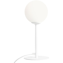 Stylowa Lampa stołowa szklana kula Pinne biała Aldex do salonu