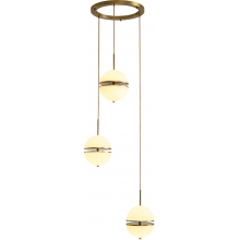 Stylowa Lampa wisząca szklana potrójna Sfera III biało-złota Step Into Design nad stół