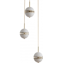 Stylowa Lampa wisząca szklana potrójna Sfera III biało-złota Step Into Design nad stół