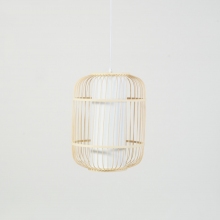 Lampy orientalne | Lampa wisząca bambusowa Bones 30 naturalny/biały Brilliant do salonu