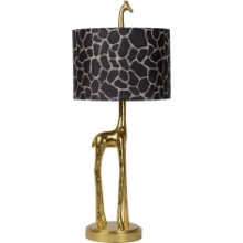 Stylowa Lampa stołowa żyrafa z abażurem Miss Tall złoty mat/brązowy Lucide na stolik nocny