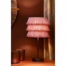 Stylowa Lampa stołowa z frędzlami boho Togo różowa Lucide na stolik nocny