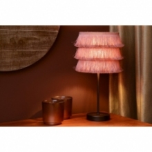 Stylowa Lampa stołowa z frędzlami boho Togo różowa Lucide na stolik nocny