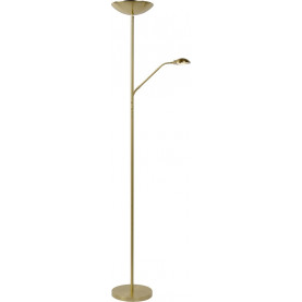 Stylowa Lampa podłogowa z lampką do czytania Zenith LED satynowy mosiądz Lucide do czytania