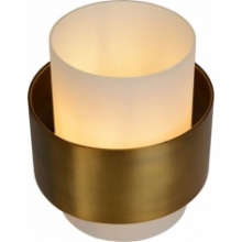 Stylowa Lampa stołowa szklana glamour Firmin opal/mosiądz Lucide na stolik nocny