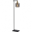 Stylowa Lampa podłogowa ze szklanym kloszem Joanet szkło dymione/czarny Lucide do sypialni i salonu