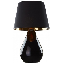 Lampa stołowa szklana z abażurem Lacrima czarna TK Lighting do sypialni.