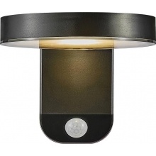 Lampy ogrodowe i zewnętrzne | Kinkiet solarny z czujnikiem ruchu Rica Round czarny Nordlux