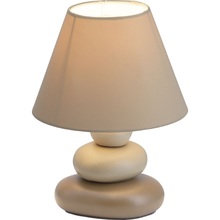 Nocna - Lampa stołowa ceramiczna z abażurem Paolo 17 Brązowa Brilliant do sypialni.