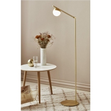 Lampa podłogowa do salonu | Lampa podłogowa szklana kula Contina biało-mosiężna Nordlux