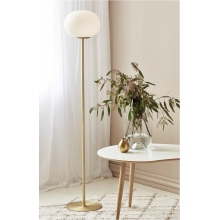 Lampa podłogowa do salonu | Lampa podłogowa szklana kula Alton biały opal/mosiądz Nordlux