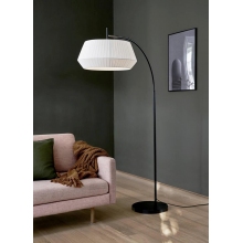 Lampa podłogowa do salonu | Lampa podłogowa łukowa z abażurem Dicte biała Nordlux