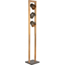 Lampa podłogowa do salonu | Lampa podłogowa industrialna Bell nikiel antyczny/drewno Trio