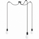 Lampa pająk 3 żarówki Loft Multi Metal Line czarny/czarny tulipan Kolorowe kable