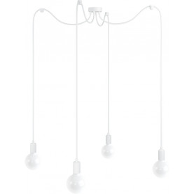 Lampa pająk 4 żarówki Loft Multi Metal Line biały/biały bez Kolorowe kable