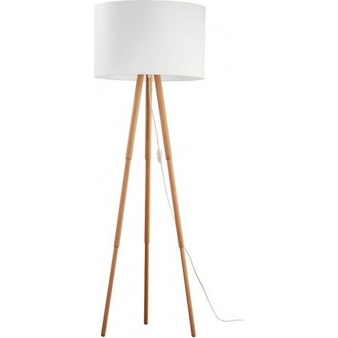 Lampa podłogowa do salonu | Lampa podłogowa trójnóg z abażurem Tokyo sosna/biały TK Lighting