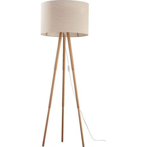 Lampa podłogowa do salonu | Lampa podłogowa trójnóg z abażurem Tokyo sosna/len TK Lighting