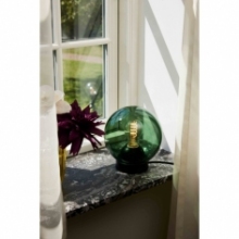 Lampa stołowa szklana kula Bubbles zielona HaloDesign | Lampa na stolik nocny, komodę i parapet