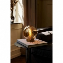 Lampa stołowa szklana kula Bubbles burszytnowa HaloDesign | Lampa na stolik nocny, komodę i parapet