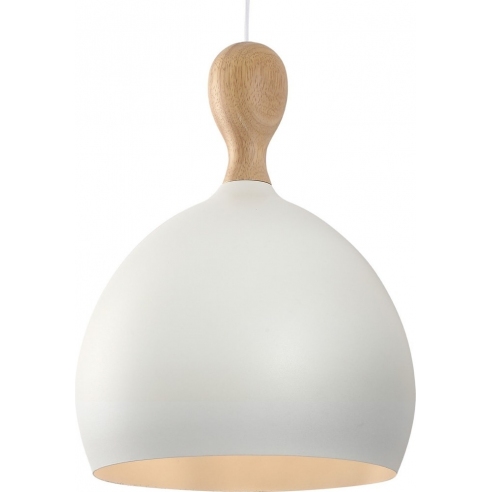 Lampa wisząca skandynawska Dueodde 39 biała z drewnem HaloDesign | Lampy wiszące do salonu, kuchni i sypialni