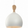 Lampa wisząca skandynawska Dueodde 30 biała z drewnem HaloDesign | Lampy wiszące do salonu, kuchni i sypialni