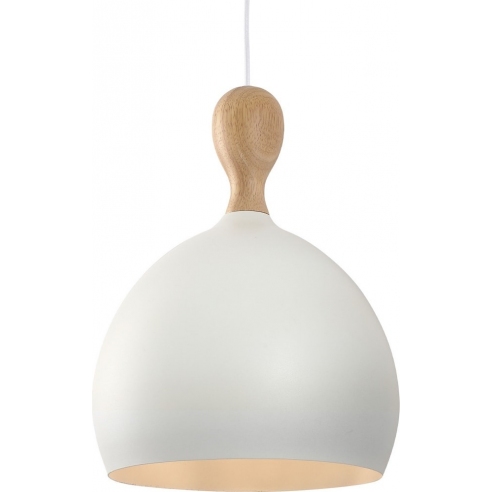 Lampa wisząca skandynawska Dueodde 30 biała z drewnem HaloDesign | Lampy wiszące do salonu, kuchni i sypialni