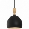 Lampa wisząca skandynawska Dueodde 24 czarna z drewnem HaloDesign | Lampy wiszące do salonu, kuchni i sypialni