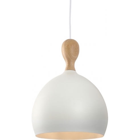 Lampa wisząca skandynawska Dueodde 24 biała z drewnem HaloDesign | Lampy wiszące do salonu, kuchni i sypialni