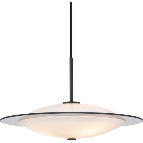 Lampa wisząca szklana Orbit 40cm opal/czarny HaloDesign | Lampy wiszące do salonu, kuchni i sypialni