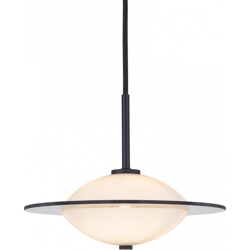Lampa wisząca szklana Orbit 24cm opal/czarny HaloDesign | Lampy wiszące do salonu, kuchni i sypialni