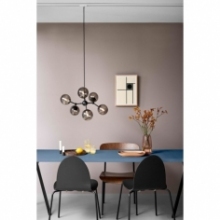 Lampa wisząca szklane kule Atom Large VI czarny/szkło dymione HaloDesign | Lampy wiszące do salonu, kuchni i sypialni