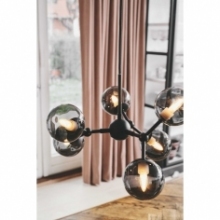 Lampa wisząca szklane kule Atom Mini VI czarny/szkło dymione HaloDesign | Lampy wiszące do salonu, kuchni i sypialni