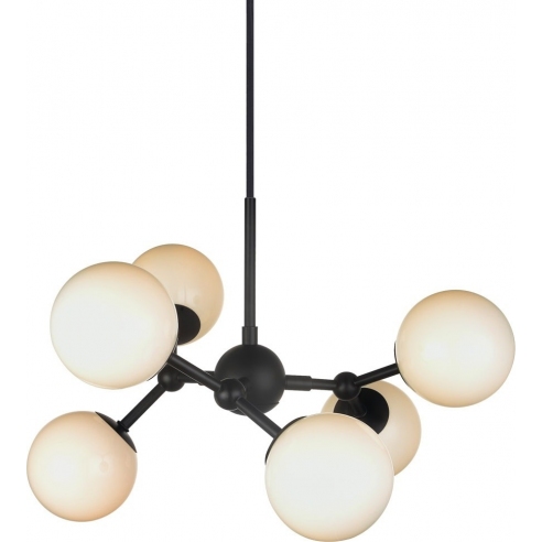 Lampa wisząca szklane kule Atom Mini VI czarny/opal HaloDesign | Lampy wiszące do salonu, kuchni i sypialni