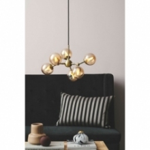 Lampa wisząca szklane kule Atom Mini VI antyczny mosiądz/bursztynowy HaloDesign | Lampy wiszące do salonu, kuchni i sypialni