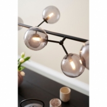 Lampa wisząca szklane kule Atom Maxi Horizontal VIII czarny/szkło dymione HaloDesign | Lampy wiszące do salonu, kuchni i sypialn