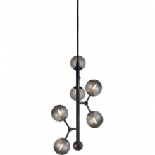 Lampa wisząca szklane kule Atom Vertical VI czarny/szkło dymione HaloDesign | Lampy wiszące do salonu, kuchni i sypialni