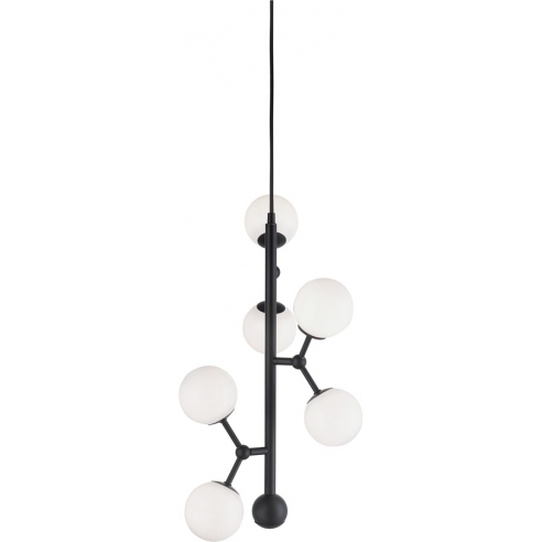 Lampa wisząca szklane kule Atom Vertical VI czarny/opal HaloDesign | Lampy wiszące do salonu, kuchni i sypialni