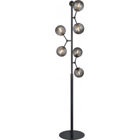 Lampa podłogowa szklane kule Atom czarny/szkło dymione HaloDesign | Lampa podłogowa do salonu