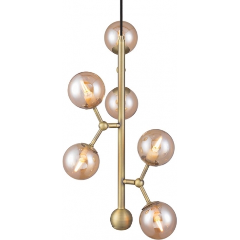 Lampa wisząca szklane kule Atom Vertical VI antyczny mosiądz/bursztynowy HaloDesign | Lampy wiszące do salonu, kuchni i sypialni