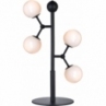Lampa stołowa szklane kule Atom czarny/opal HaloDesign | Lampa na stolik nocny, komodę i parapet