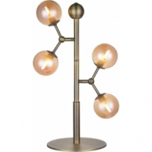 Lampa stołowa szklane kule Atom antyczny mosiądz/bursztynowy HaloDesign | Lampa na stolik nocny, komodę i parapet