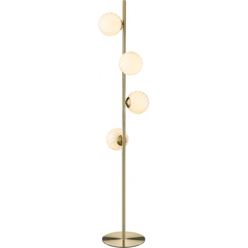 Lampa podłogowa 4 szklane kule Twist opal/mosiądz HaloDesign | Lampa podłogowa do salonu